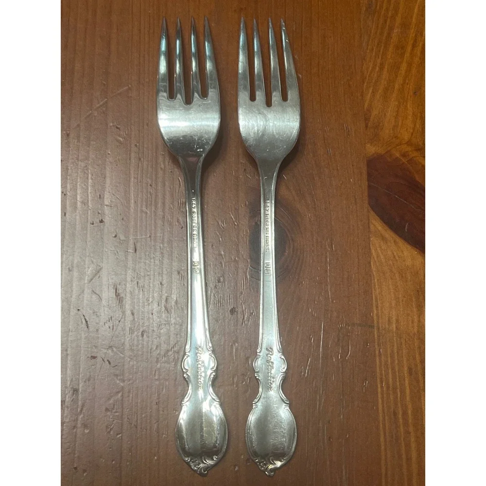 1847 Rogers Bros Reflection‎ Silverplate Dinner Forks Set of 2 IS Vintage